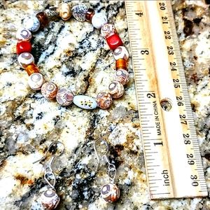 NWT handmade Agate evil eye earrings